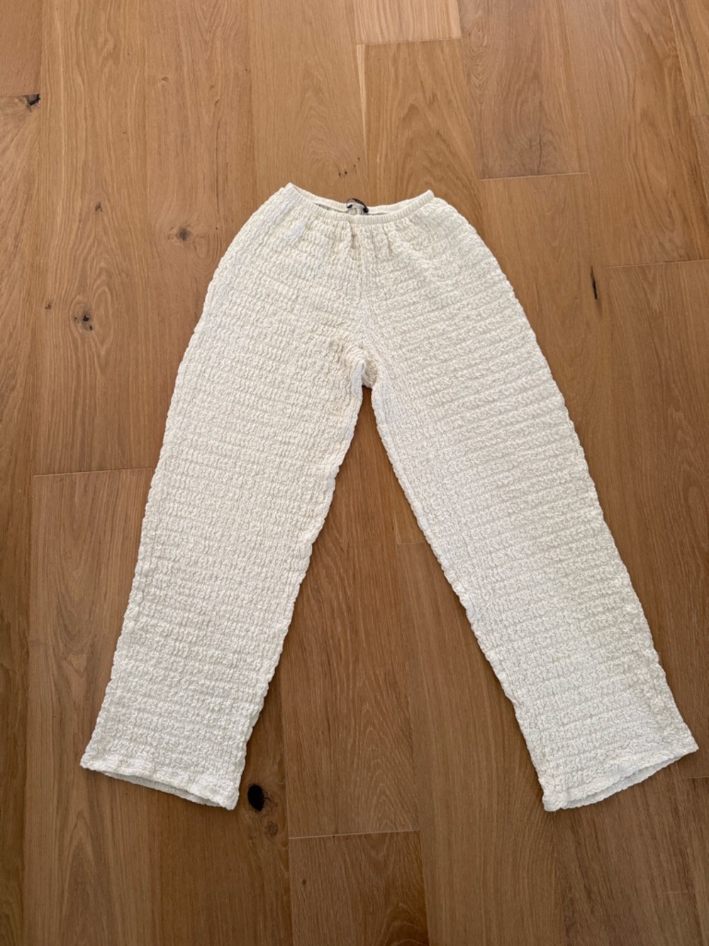 Zara Cream Textured Knit Lounge Pants